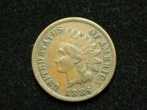 OLD COIN SALE!! XF 1884 INDIAN HEAD CENT PENNY w/ DIAMONDS & FULL LIBERTY #35e - Picture 1 of 2