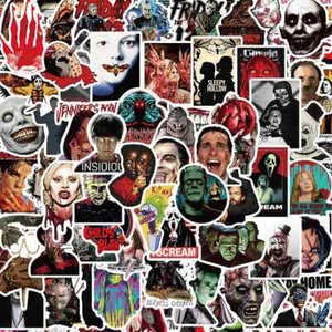 50/100 Stück Halloween Aufkleber, Horrorfilme, Thriller Figuren, wasserdicht - Bild 1 von 26