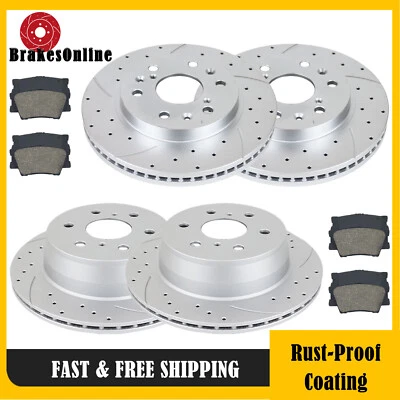 Front Rear Brake Rotors Pads for GMC Sierra 1500 Escalade ESV Slotted Drilled - Image 1 of 4