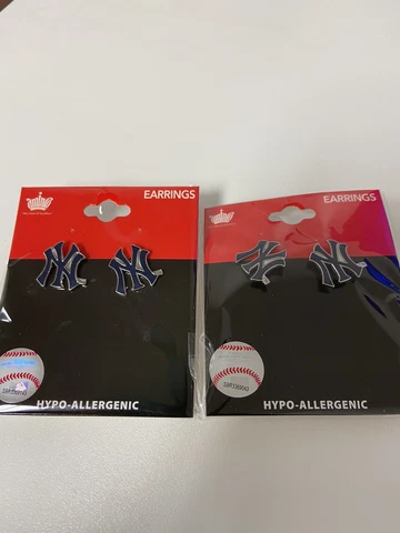 New York Yankees Navy Women's Earrings Silver Post Sold As  A Set Of 2 Cover
