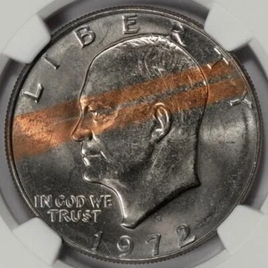 1972 D NGC MS65 Improper Cladding Obverse Ike Dollar Mint Error Unique And Rare - Picture 1 of 4