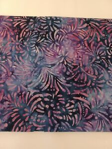 1 Yard Batik Purple/Blue/Pink Splash Print Fabric for Quilting, Apparel, Crafts