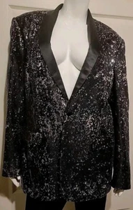 Blu Martini Men's Sequin Jacket L Formal Black & Bronze Blazer New Year Holiday - Picture 1 of 14