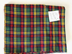 Woven Cotton Fabric 2 Yards x 44" Green/Yellow/Red/Blue/White Plaid - Picture 1 of 5