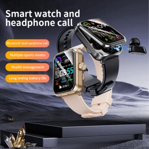 Smart Watch With TWS Earbuds Smartwatch 2 In 1 Wireless Headset For Android iOS - Picture 1 of 22