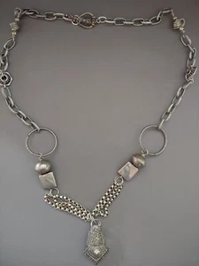Vintage necklace chain steampunk tribal style hallmark JC wire wrap toggle clasp - Picture 1 of 4