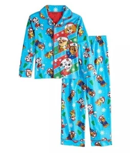 PAW PATROL Pajamas Boys 4 NEW Flannel L/S Shirt Pants Pjs Set Chase Marshall NWT - Picture 1 of 6