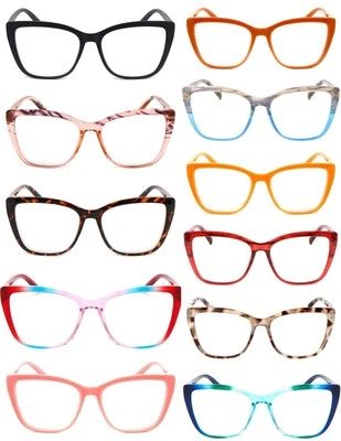 FADS & FASHIONS LIMITED Cat Eye Oversized Retro Lesebrille Damen Federscharniere in 11 Farben DX88