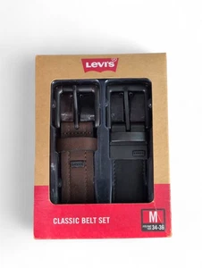 Levi's Set 2pz Cintura Classica Reversibile in Vera Pelle - Marrone e Nero, M, 34-36 - Foto 1 di 3