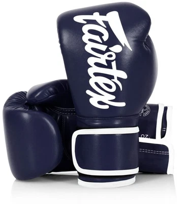 Fairtex Muay Thai Boxing Gloves 16 oz Blue with Wrist Protection and Secure Fit - Image 1 of 4