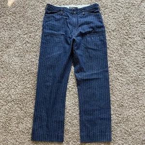 Pantalones holgados vintage Sean John azul marino a rayas pierna ancha VERDADEROS para hombre talla 30x29” - Imagen 1 de 14