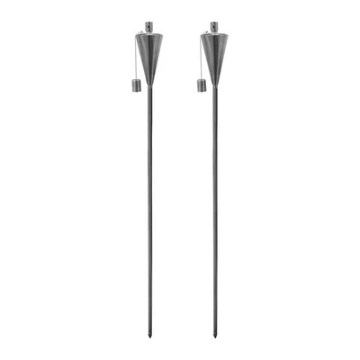 2x Metal Cone Garden Fire Torches Outdoor Citronella Oil Tiki 146cm Silver - Image 1 of 4
