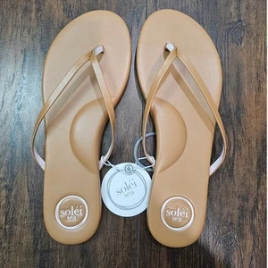 Neue Solei Sea Revolve Flip Flop Größe 10 Nude Vegan Leder - Bild 1 von 3