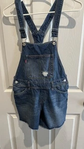 Levis Girls Shortall Denim Short Overalls Reg Size 14 - Picture 1 of 8