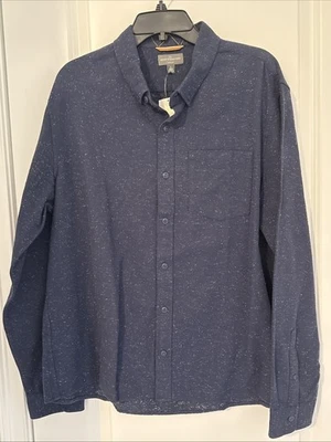 NWT Men’s LL Bean Signature Donegal Woven Shirt Slim Fit Raven Blue LARGE - Image 1 of 2