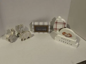 Lot of 6 Farmhouse Wooden Decor 4 Home; Pumpkins,Bear,Fox,Squirrel; live simply - Picture 1 of 13