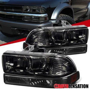 Fits 1998-2004 Chevy S10 Pickup Blazer Smoke Headlights+Bumper Turn Signal Lamps - Picture 1 of 11