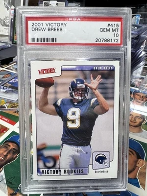 Drew Brees - 2001 Upper Deck Victory - Victory Rookies #415 (RC) - PSA 10 - Image 1 of 2
