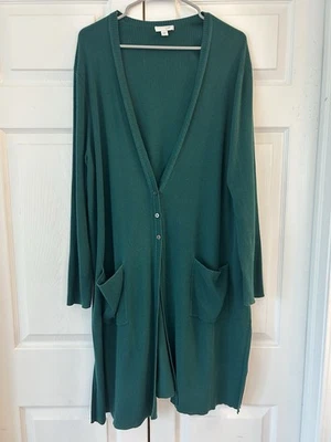 Blusa cárdigan túnica mezcla seda con botones verde para mujer J.Jill talla XL Foto 1 de 4