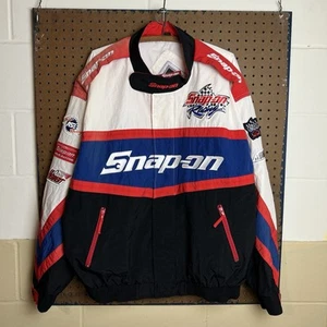 Vintage Snap On Tools Jacket Men XL White 90s Racing Motorsports Pit Windbreaker - Picture 1 of 21