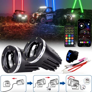 Laser RGB LED Whip Lights Whipless Antenna Remote For ATV UTV Can Am Polaris RZR - Picture 1 of 9