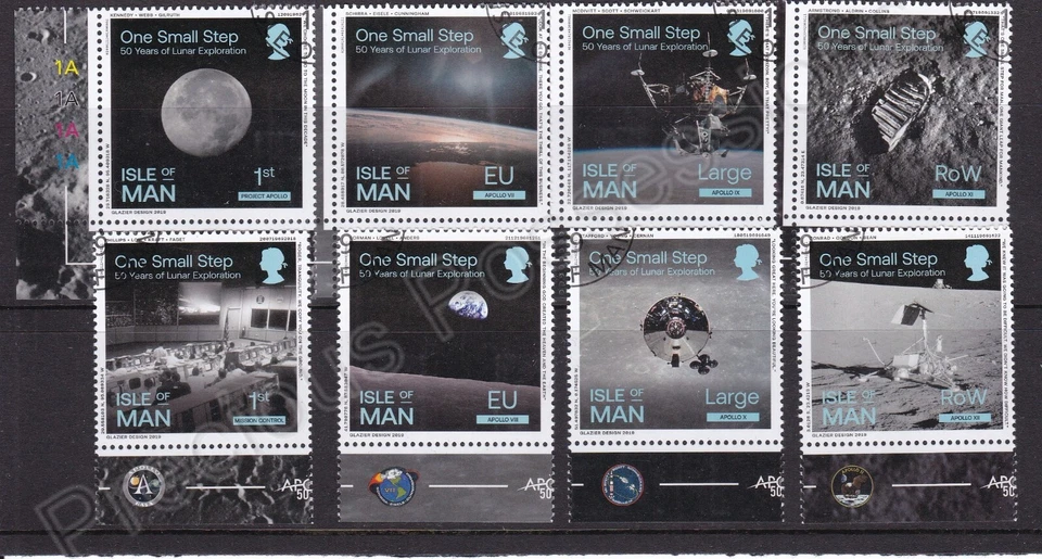 SG 2435-2442 ISLE OF MAN USED CTO STAMP SET 2019 1ST MANNED MOON LANDING  - Image 1 of 1