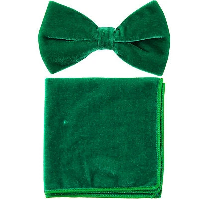 Nueva pajarita formal para hombre pre atada y pañuelo terciopelo verde esmeralda boda graduación Foto 1 de 4