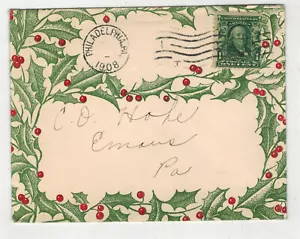 1908 ILLUSTRIERTER WEIHNACHTSUMSCHLAG WEIHNACHTSSTECHPALME PHILADELPHIA PENNSYLVANIA - Bild 1 von 1