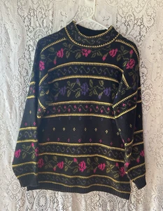 Vtg Colter Bay Floral Chunky Knit 80’ 90’ Grandma Pullover Sweater Made In USA - Picture 1 of 5