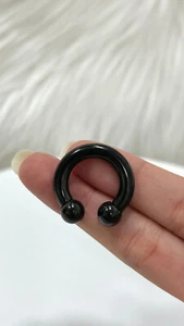10G-00G Black PVD Surgical Steel Horseshoe Circular Barbell Internally Threaded - Picture 1 of 9