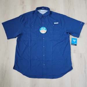 Columbia Shirt Mens XL Blue PFG Tamiami Fishing Hiking Vented Wicking Breathable - Picture 1 of 9