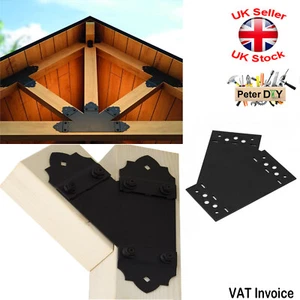 BLACK DECORATIVE Flat Bracket Mending Plate Joiner Brace 3 Arms Left 45 Degree - Picture 1 of 3