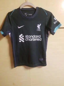 New LIVERPOOL FC Nike Child 20 Black, White & Green Trim Short Sleeve Away Shirt - Picture 1 of 9