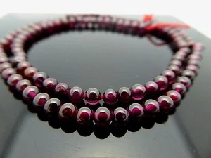 Natural Red Garnet Smooth 3.5mm Round Genuine Gemstone Beads 14.5" Std. Bargain - Picture 1 of 10
