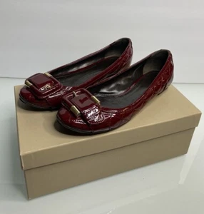 Burberry Damenschuhe Größe 36 Gesteppte Flats Burgund Leder Made In Italy Gold - Bild 1 von 10