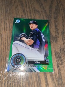 Riley Pint 2018 Bowman Chrome - Bowman Scouts Top 100 Green #d/99 - Rockies