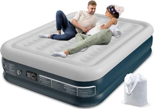 Sprinq Queen 18” Adjustable Portable Air Mattress with Built-in Pump, Green - Picture 1 of 6