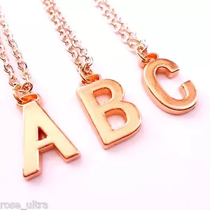 Rose Gold Initial Necklace, Personalised Alphabet Letter Pendant Chain Plated UK - Picture 1 of 8