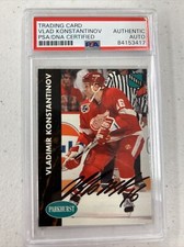Vladimir Konstantinov 1991-92 Parkhurst Rookie #46 PSADNA Certified Auto WINGS