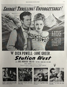 1948 Station West Dick Powell Jane Greer Burl Ives Motion Picture Print Ad - Picture 1 of 1