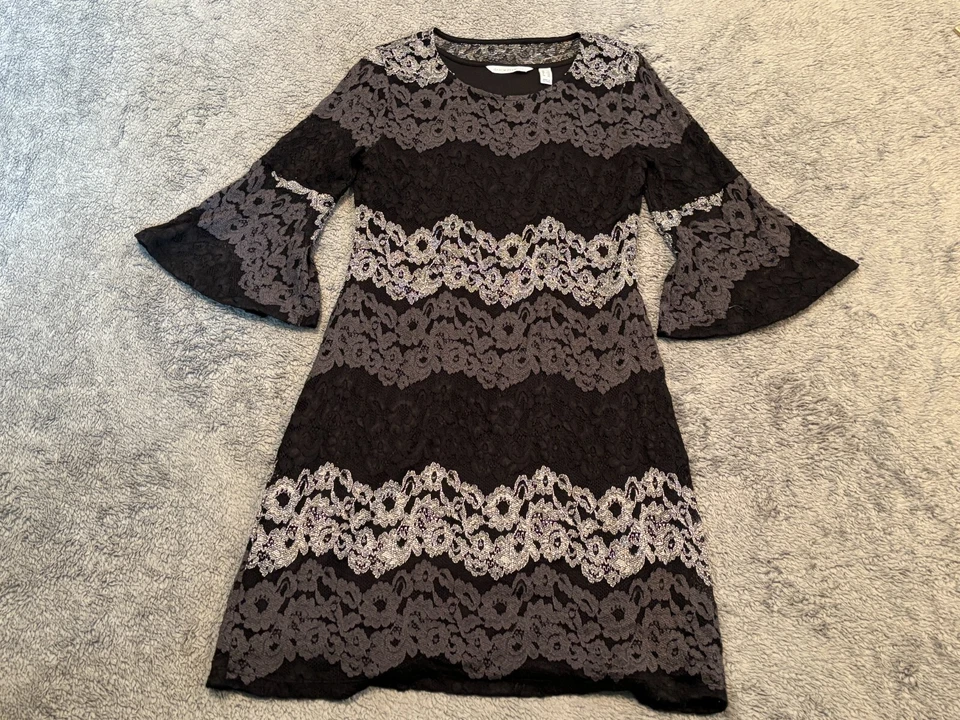 Isaac Mizrahi Live! Dress Womens XXS Long Sleeve Floral Lace Overlay Lined Foto 1 de 4