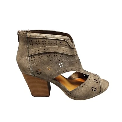 Sugar Viveca Cut Out Pump Heels Womens Size 9.5 Brown Metallic Peep Toe Back Zip - Image 1 of 4