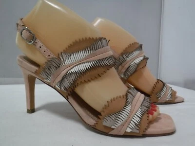 Donald Pliner Kit Sandalia de Cuero Mixto Flecos Metálicos Glam Boho 5.5 Foto 1 de 4