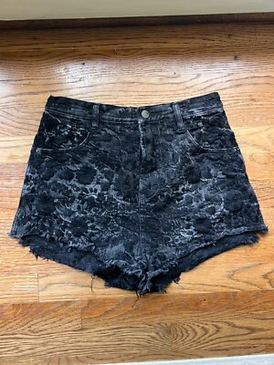 Free People Black Etienne Field Ultra High Rise Embroidered Shorts 30 - Image 1 of 4