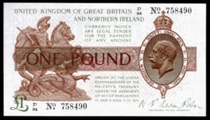 Treasury, Warren Fisher, £1, Third Issue, (1927), control note, Z1/94, VF-EF - Picture 1 of 2