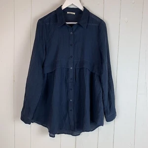 Camisa Mystree Pequeña Babydoll Blusa Abotonada Azul Rayas Mujer S - Imagen 1 de 6