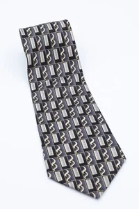 PIERRE CARDIN HERREN SEIDENKRAWATTE SCHWARZ SILBERGRAU NEU OHNE ETIKETT - Bild 1 von 6