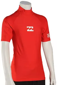 Billabong Boy's All Day Wave SS Rash Guard - Classic Red - New - Picture 1 of 1