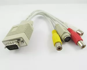 1set VGA SVGA 15pin Male to S-VIDEO 3 RCA Jack TV AV Converter Cable Adapter New - Picture 1 of 3