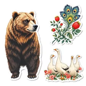 Cardstock Die Cuts Embellishments Goose Strawberry Peacock (3) Cut Outs 6 Inch - Picture 1 of 1